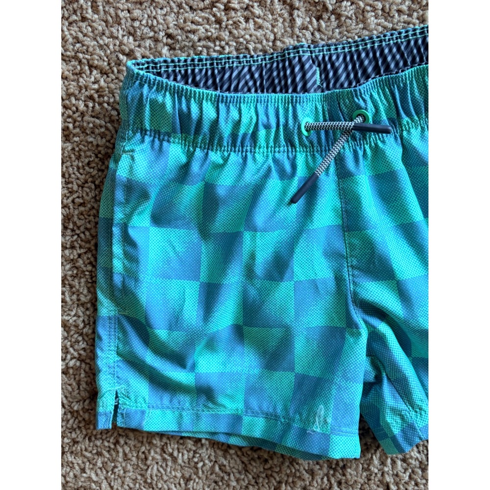 Cat & Jack Green Checkered Swim Trunk Shorts Built In Briefs Boys 6/7 NEW NWT - Picture 2 of 8